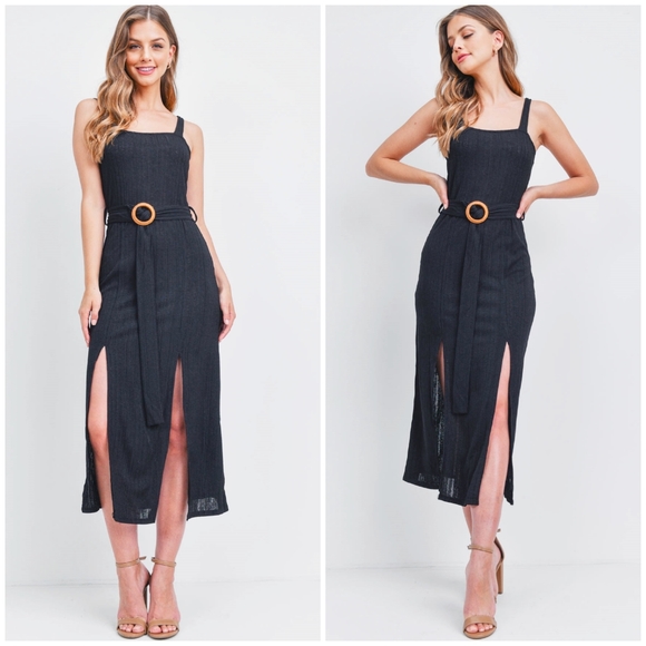 LAST ONE❗️Very J Black Ribbed Midi Dress - Picture 7 of 7